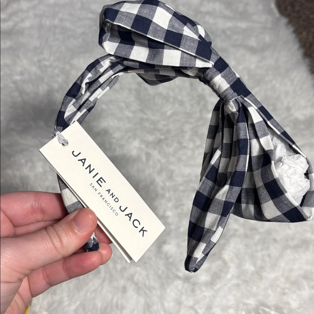 New Janie & Jack Bundle Of 2 Headbands Floral And Plaid One Size